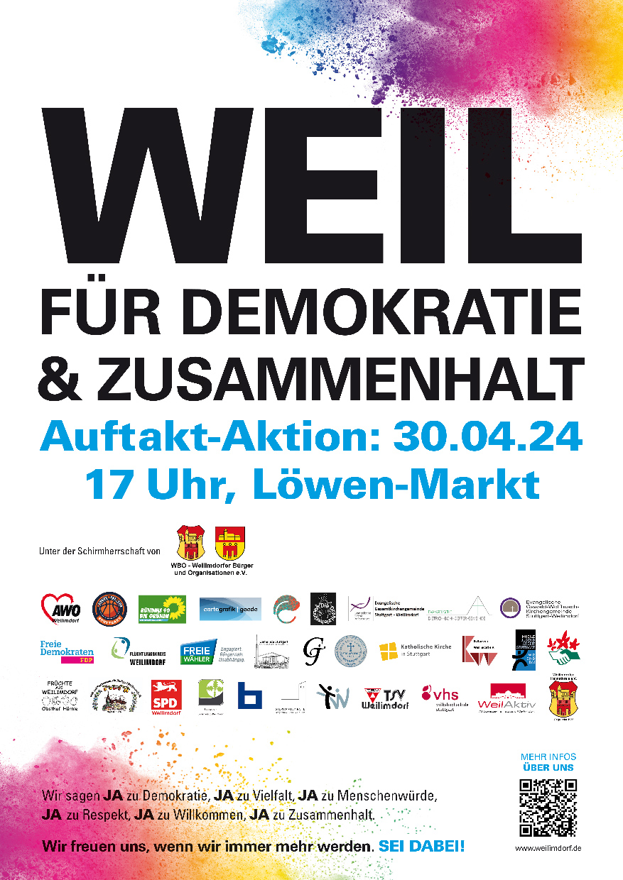 Plakat WEIL für Demokratie & Zusammenhalt