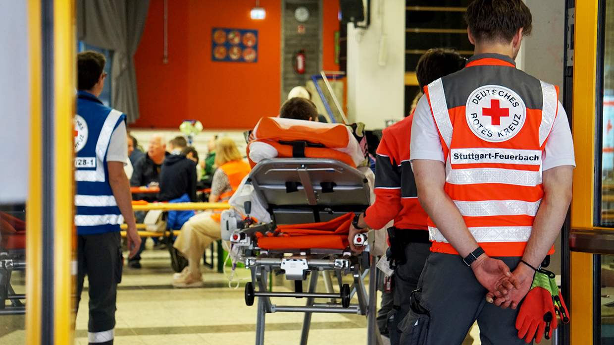 Über 100 Beteiligte probten für den Ernstfall "Inklusion ist auch im Bevölkerungsschutz elementar". Foto: DRK Stuttgart.